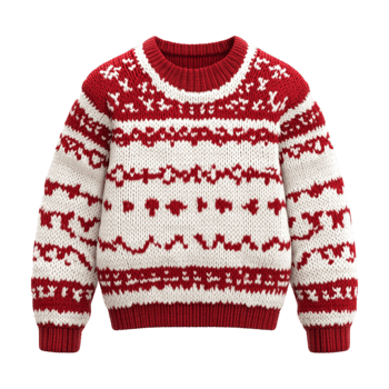 A sweater with red and white patterns on it png