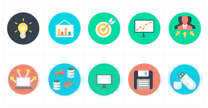 A set of 10 mix icons as idea, analysis, target vector