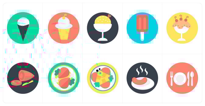 A set of 10 mix icons as ice cream cone, ice cream, dessert vector