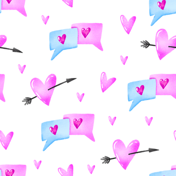 Seamless pattern valentines day. Speech bubble with Hearts. Hand drawn love pattern. Festive background png