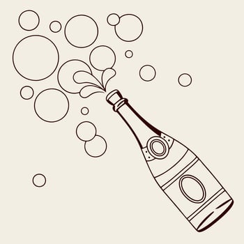 Champagne bottle with bubbles illustration vector