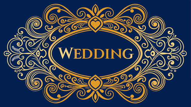 Wedding logo on blue background vector