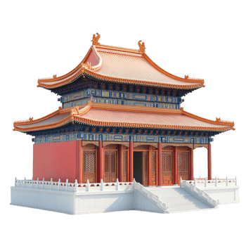 Traditional Chinese Architecture With Red And Green Roof png