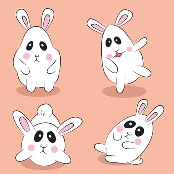 Cartoon Rabbit Set and Illustration vector