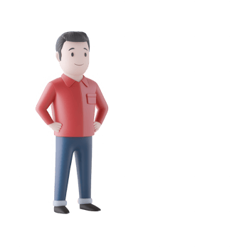 A cheerful cartoon character standing confidently, showcasing a friendly demeanor. png