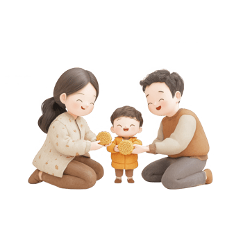 A joyful family moment sharing treats in a warm and cozy setting. png