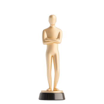 A golden award statue symbolizes achievement and success in various fields. png
