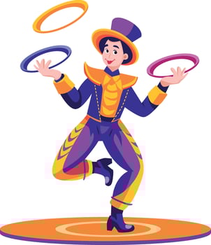 A flat illustration of circus plate spinner character vector