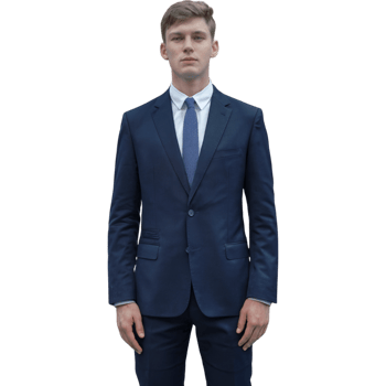 Man in a blue suit and tie stands png