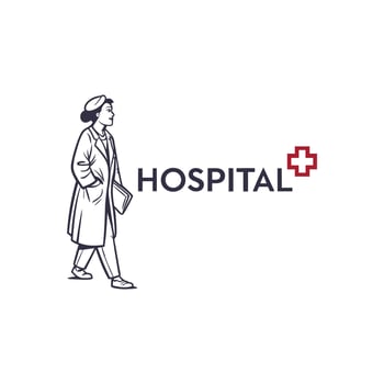 A logo for hospital with a woman walking vector