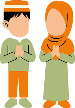 Muslim Boy And Muslim Girl Greeting For Eid png