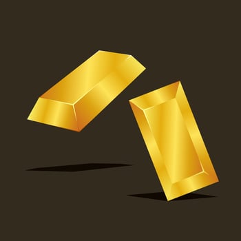 Two gold blocks on a brown background vector
