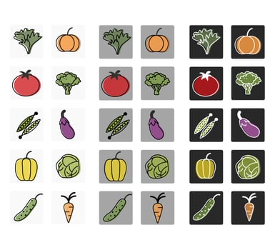 icons, vegetables. set of vegetables. linear art. healthy food vector