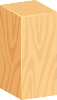 Light brown wooden block resting on a white background, displaying a natural wood grain pattern, perfect for various construction and carpentry projects requiring sturdy materials vector