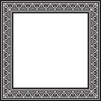 square black monochrome border, frame, Pompeii. Rectangle Neopolitan ornament. Art of Ancient Rome. Template for stained glass vector