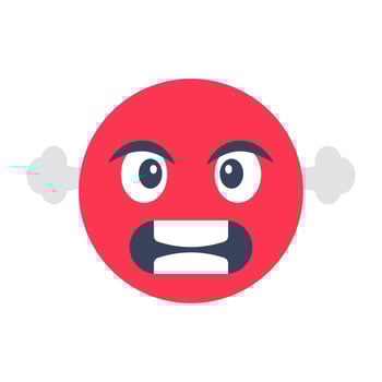 Conceptual flat rounded design icon of angry face vector