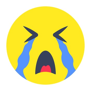 A creative design icon of weeping face vector