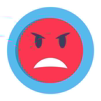 Conceptual flat rounded design icon of angry face vector