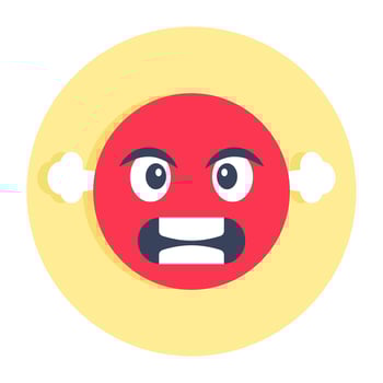 Conceptual flat rounded design icon of angry face vector