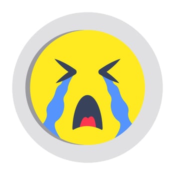 A creative design icon of weeping face vector