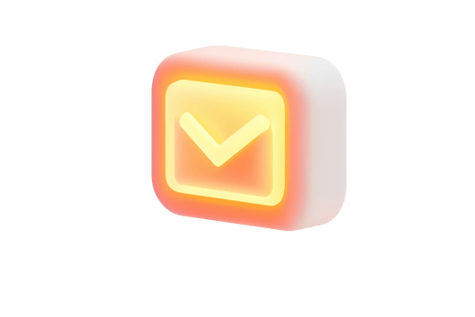 A glowing email icon with an envelope design, featuring soft edges and a contemporary aesthetic. png