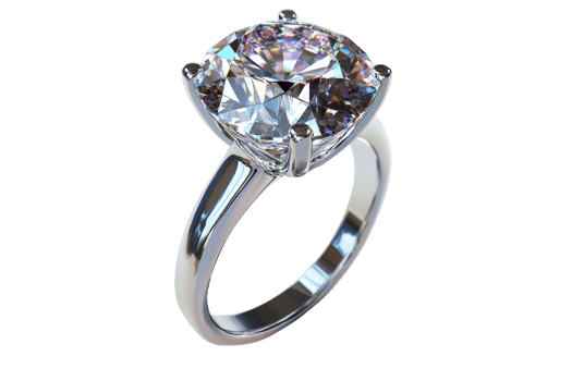 A stunning silver ring featuring a large, sparkling gemstone at the center, showcasing brilliance and elegance. png