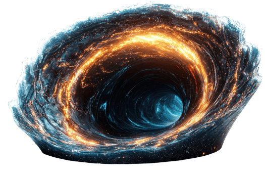 A swirling vortex of light and energy, resembling a cosmic portal, with vibrant colors radiating outward. png