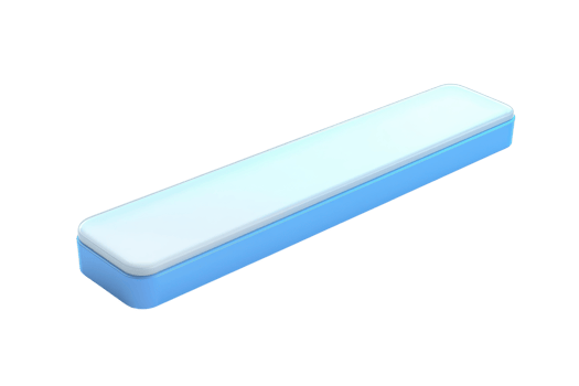 A long, rectangular foam piece with a soft, smooth surface, featuring an upper layer in light blue and a lower layer in darker blue. png