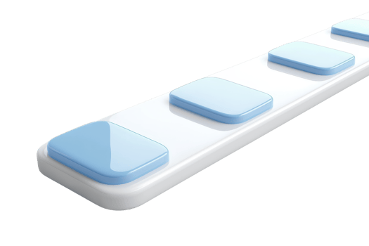 A sleek, modern control panel featuring four blue buttons arranged in a row on a white surface. png