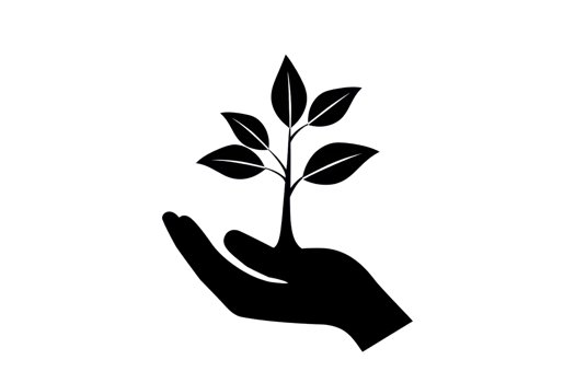 A hand gently cradles a leafy plant, symbolizing care for nature and growth. png