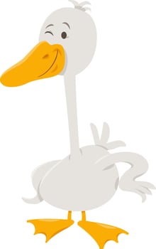 funny white cartoon goose farm animal character vector