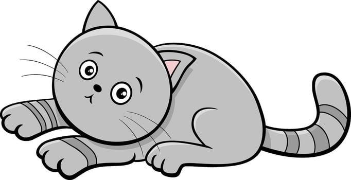 cute cartoon gray tabby kitten animal character vector