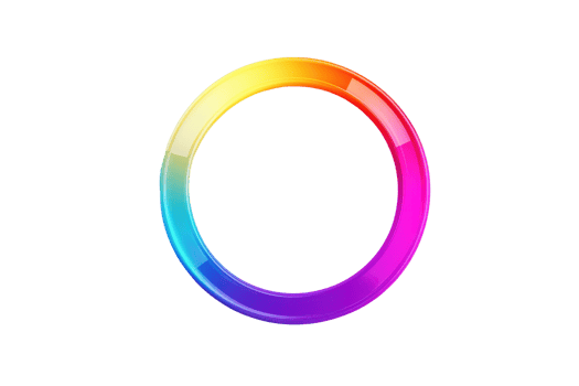 A vibrant, circular color gradient transitions from yellow to pink, representing a spectrum of hues in a smooth, continuous flow. png