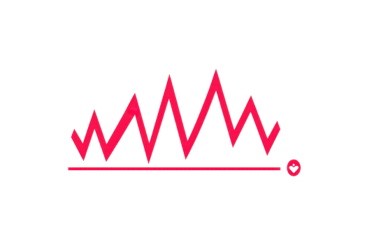 A vibrant red graphic displaying a jagged line resembling a heartbeat or sound wave on a dark background. png