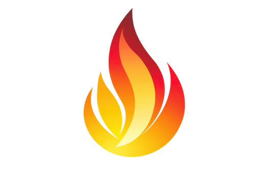 A stylized flame graphic with vibrant orange and yellow colors, depicting movement and energy. png