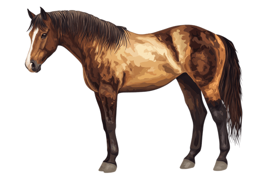 A majestic horse with a glossy coat, showcasing a blend of rich browns and subtle highlights, standing tall and poised. png