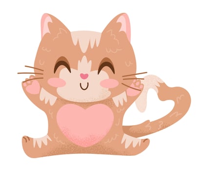 Happy Red Cat Character Opens Arms for Hug. vector