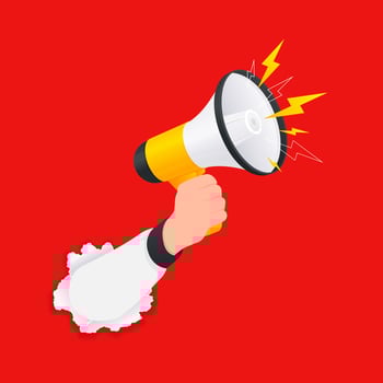 illustration of megaphone and loudspeaker with hand vector
