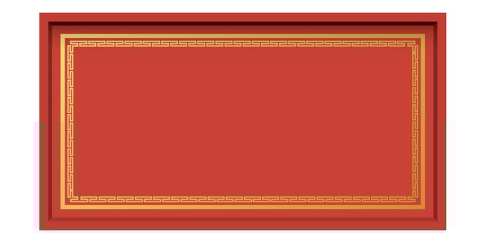 Chinese style 3D red rectangle frame isolated graphic illustration. Chinese New Year greeting card template. vector