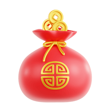 Chinese Coin Bag 3D Illustration png