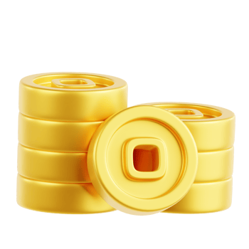Chinese Coin Stack 3D Illustration png