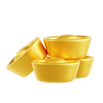 Chinese Gold Ingot pile 3D Illustration png