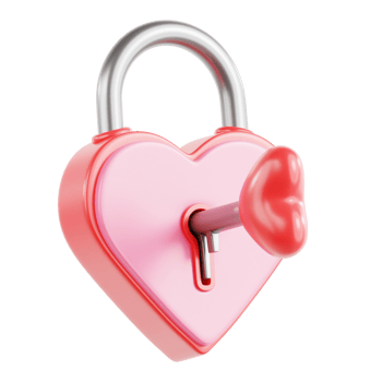 3D Heart Padlock Illustration png
