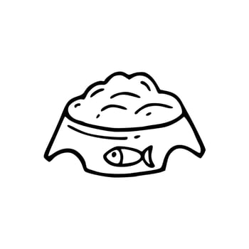 A black and white drawing of a bowl of food vector