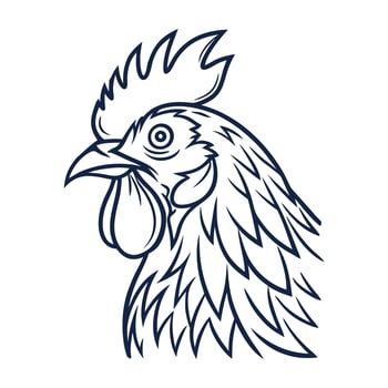 Rooster Head Line Art vector