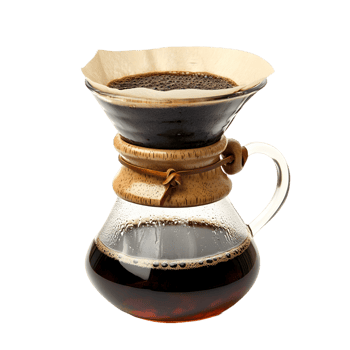A glass coffee maker with a filter in it png