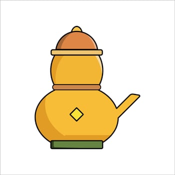 a yellow tea pot with a lid on it vector