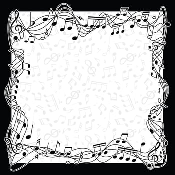 music note frame scarf design vector