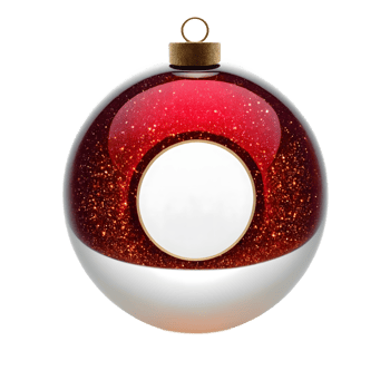 A red and white christmas ornament with a white circle png