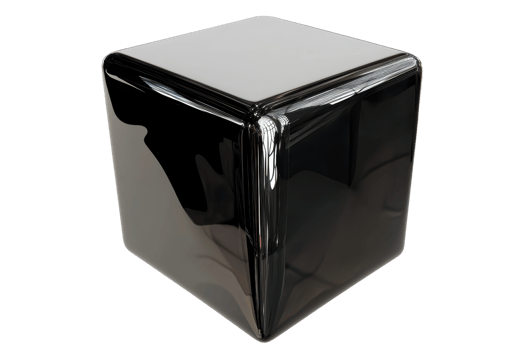 A glossy, geometric cube with a sleek, reflective surface that showcases modern design aesthetics. png